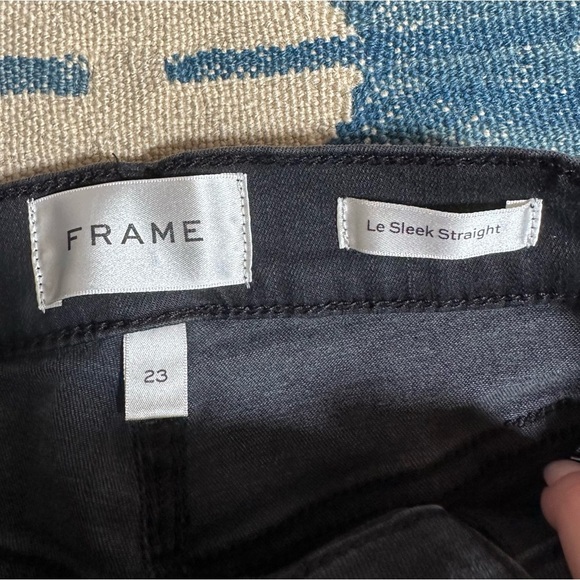 FRAME Le Sleek Straight Jeans In Kerry Dark Grey Black Luxury NWT - Picture 14 of 15